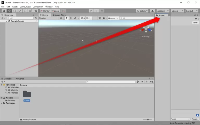 Projectタブの移動後